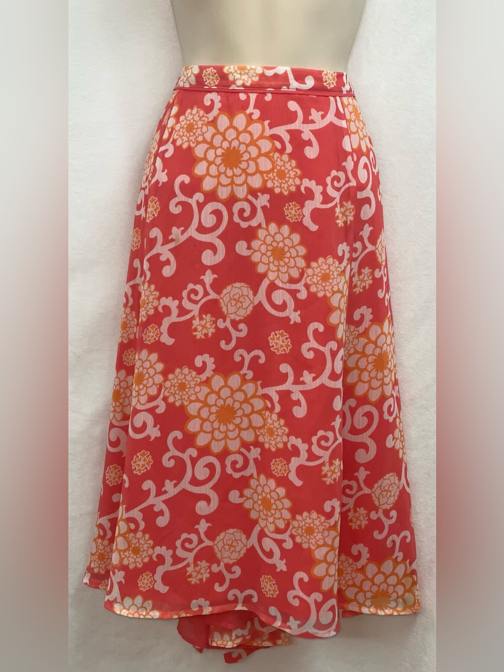 Jaclyn Smith Coral and Pink Floral A-Line Skirt
